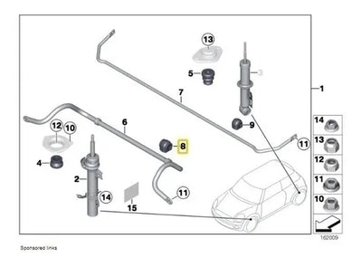 Goma Barra Estabilizadora Mini Cooper R50 R53 R56 R52 R58
