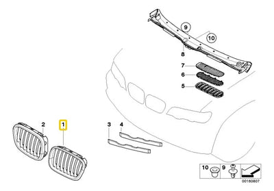 Par / Juego De Parrillas Bmw X5 2004 - 2006 Negras