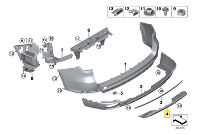 Aleron Defensa Trasero Bmw F15 X5 2014 2015 2016 2017 2018