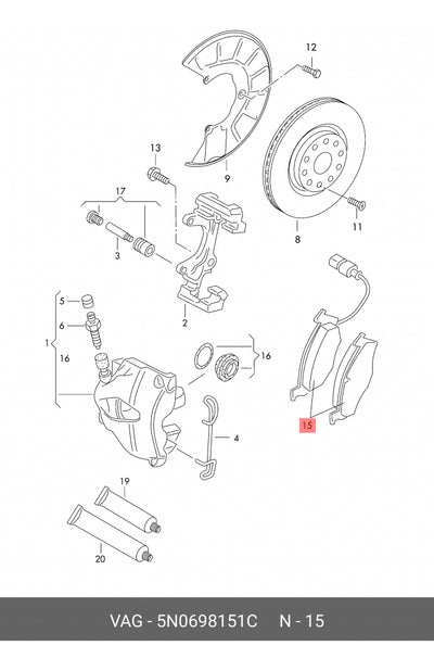 Balata Delantera Con Sensor Audi Q3 2011-2018 Vw Tiguan
