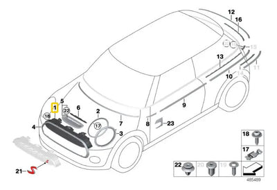 Parrilla Delantera Cofre Mini Cooper F55 F56 2014-2018