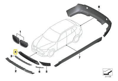 Rejilla Central Defensa Delantera Bmw E84 X1 2010 Al 2016