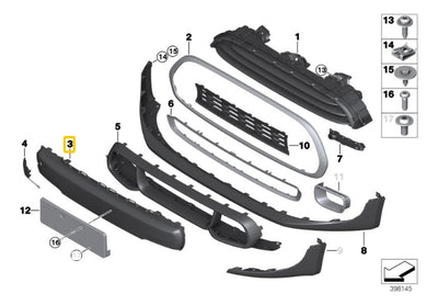 Moldura Defensa Mini Cooper 2014-2020 Seccion Frontal