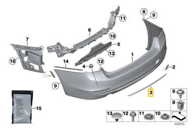 Moldura Central Facia Trasera Bmw Serie 3 F30 2013 Al 2018