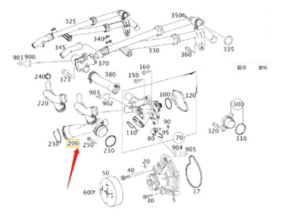 Manguera Agua Termostato Mercedes C250  2012-2015