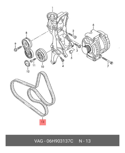 Banda Alternador Audi A4 00-15, A5 07-17, Q5 08-12