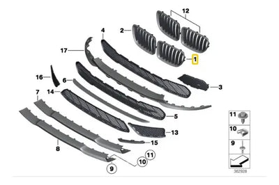 Parrilla Delantera Negro Bmw X1 2010 2011 2012 2013 2014 15
