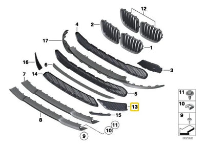 Rejilla Ventilacion Cerrada Delantera Bmw E84 X1 2012-2016