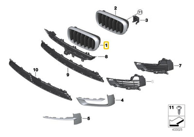 Parrilla Superior Delantera Bmw F15 X5 2014 Al 2018