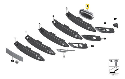 Parrilla Brillante Delantera Bmw F44 235i 240i M2 2022-24