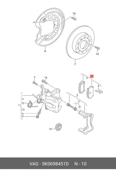 Balata Trasera Vw Jetta Bora Beetle Golf Audi A3 A1