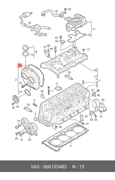 Empaque Tapa Distribucion Vw Golf 2.0 Gti 2013-2022 06k10348