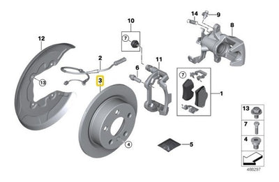 Disco Freno Trasero Macizo 259mm Mini Cooper F55 13-22