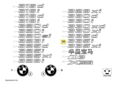 Emblema Bmw 335i Autoadherible Cromo