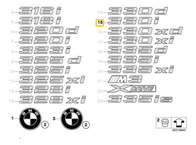 Adhesivo Emblema 330i Para Maletero Bmw