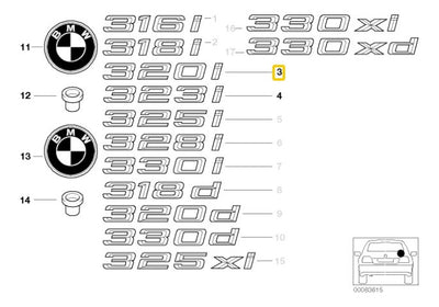 Emblema Letra Cajuela Bmw 320i Autoadherible